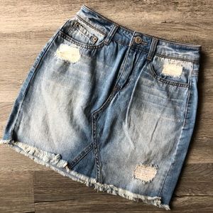 Distressed Denim Skirt